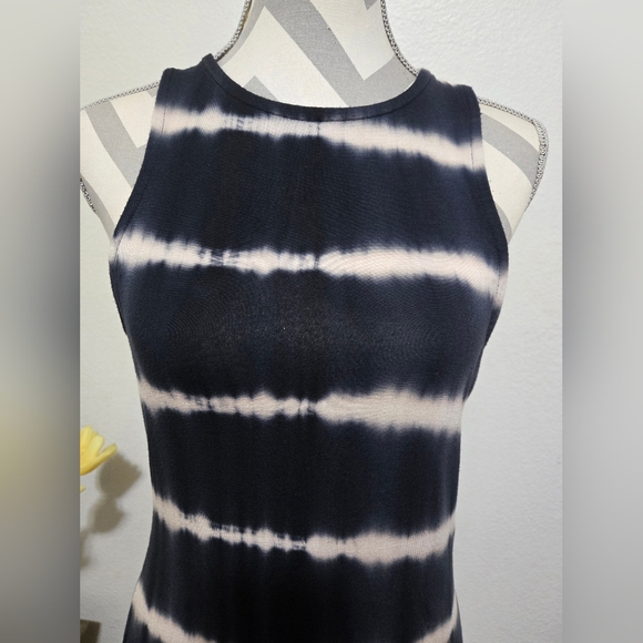 Iris Navy Blue Tie Dye Bodycon Tank Dress Size Large - Picture 2 of 6